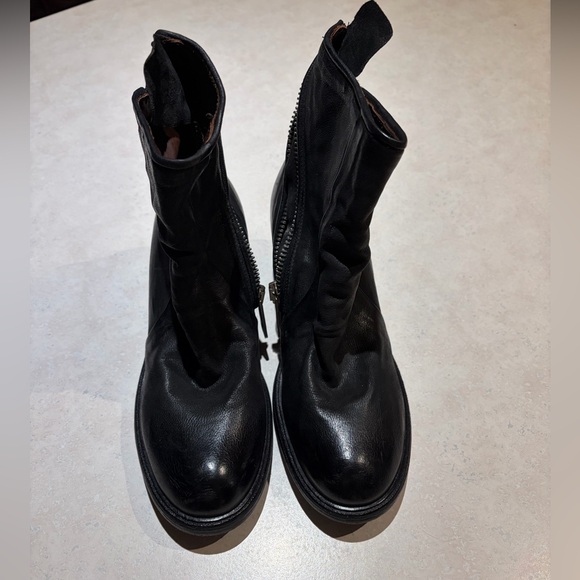 A.S. 98 Handmade Italian Black Leather Ankle Boots / Artisan Side Zip - Picture 2 of 10